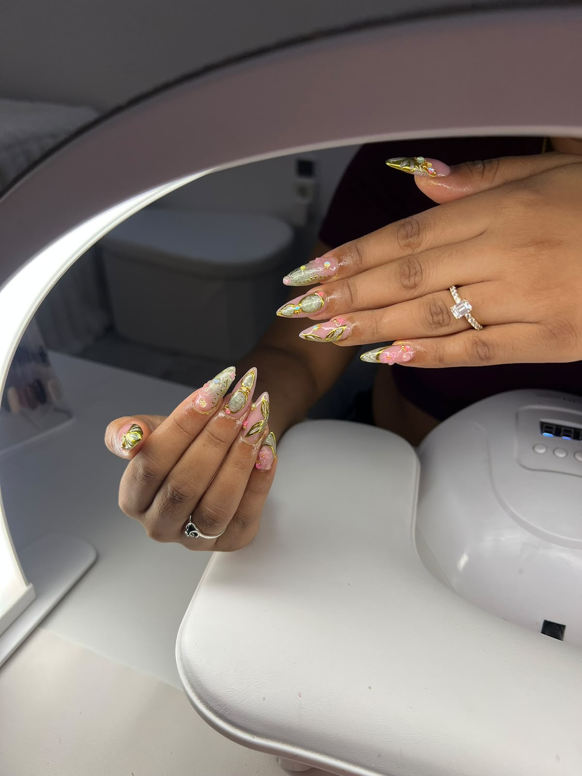 Mint green french manicure
