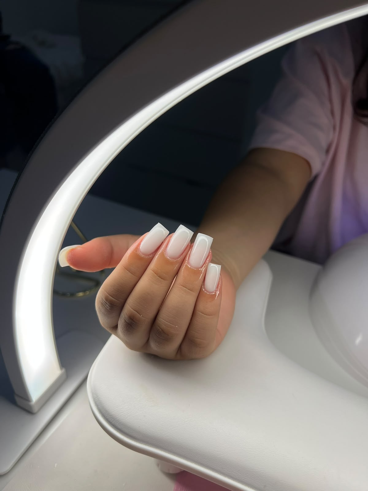 Fine black outline french manicure